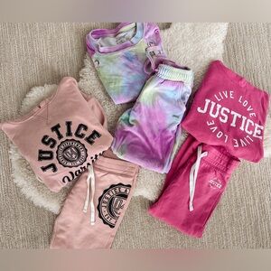 Justice Girls Bundle Size 8 hoodies joggers velour set and sherpa